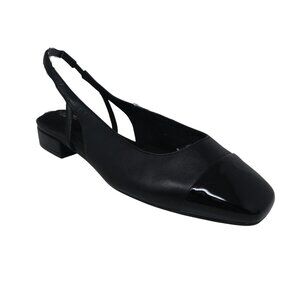 Rockport Sagey Black Leather Square Toe Slingback Flats Sandals Womens 9